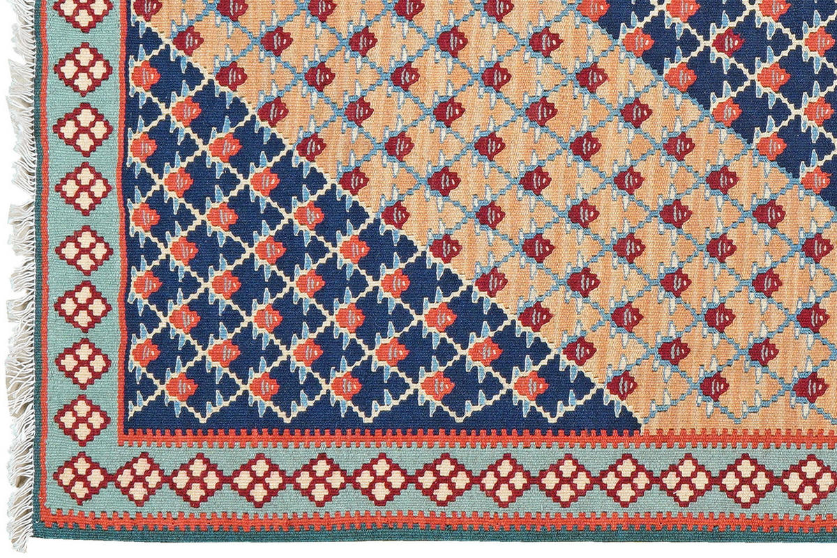 HANDWEBTEPPICH Kelim Senneh Beige 154/102 cm Schurwolle - Beige, Textil (102/154cm) - Looma