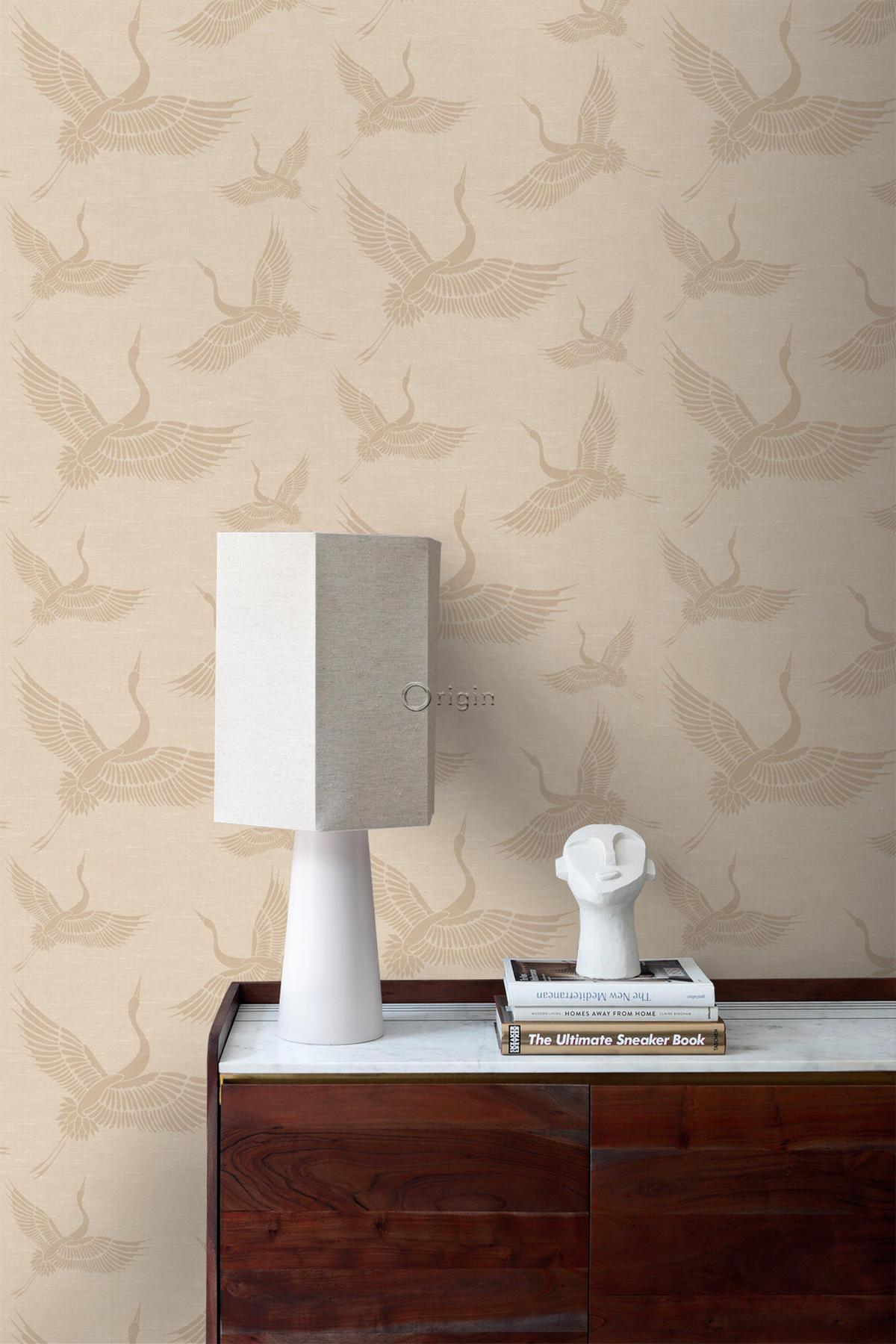 TAPETE Kraniche 53 cm x 10.05 m - Beige, Papier (53/1000cm) - Origin Wallcoverings