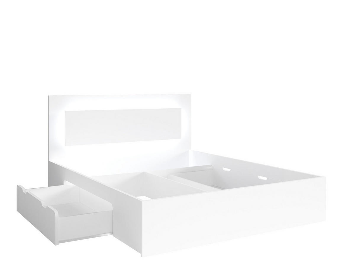 BETT FAVERO – 160×200 cm - mit lattenrost und Schubladen Weiß - Weiß, Holzwerkstoff (160/200cm) - Milaros Markt
