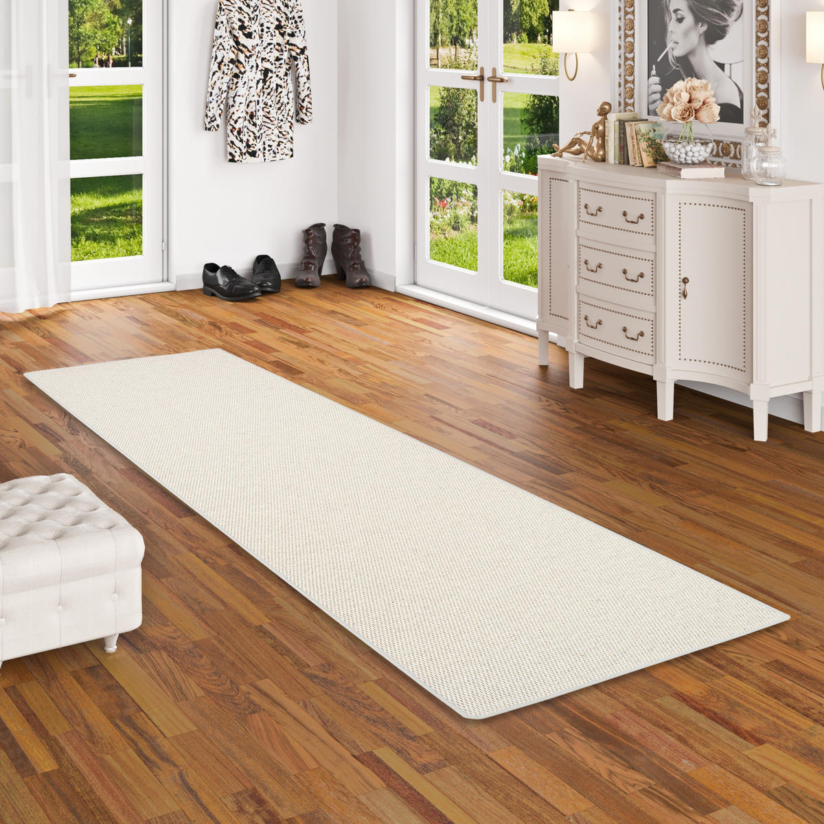 LÄUFER NATUR TEPPICH WOLLE BENTZON FLACHGEWEBE - Grau, Textil (80/160cm) - Snapstyle