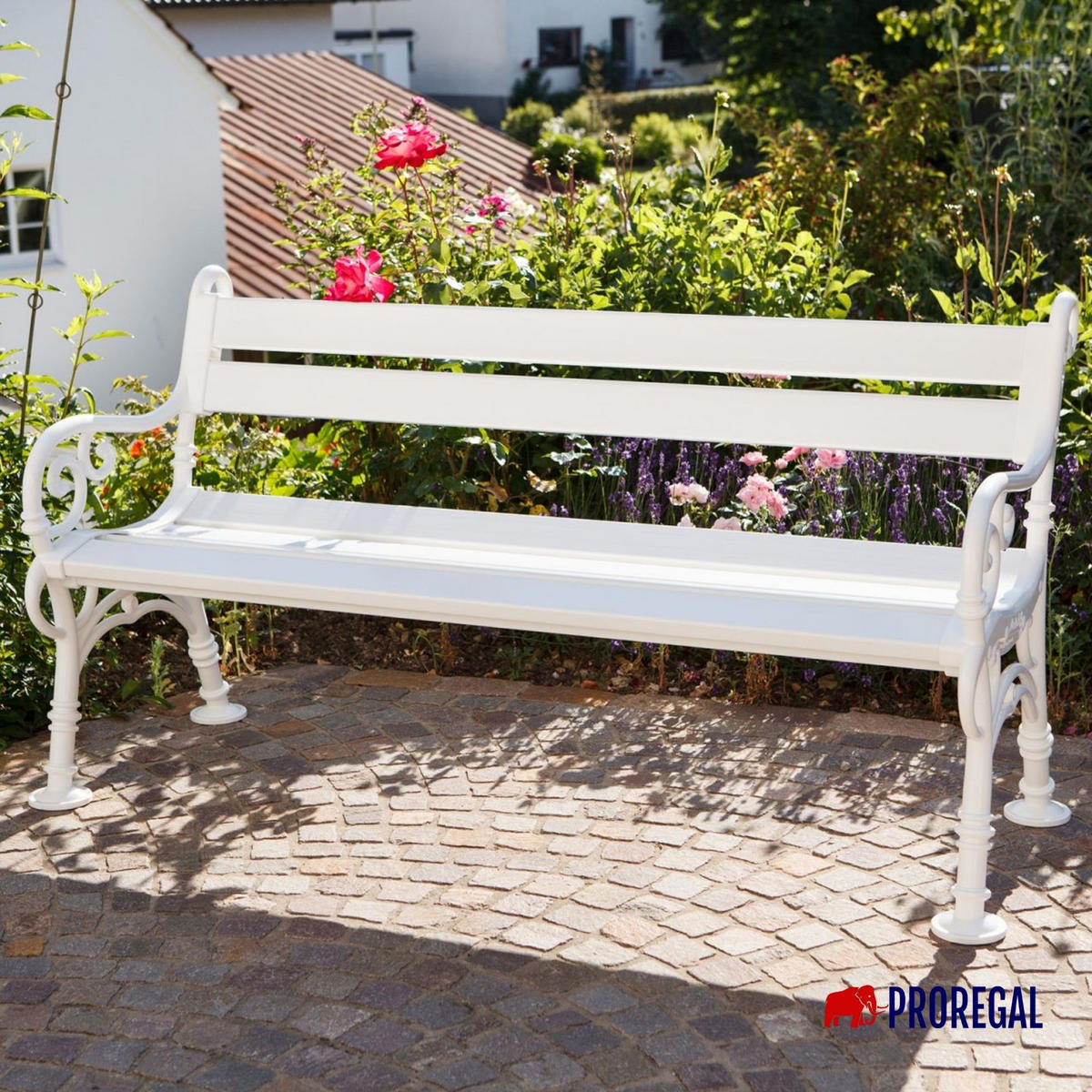 GARTENBANK Curacao 3 Sitzer Weiß 85 x 160 x 60 cm Witterungskunststoff & UV Beständiger Kunststoff - Weiß, Kunststoff (160/85/60cm) - PROREGAL
