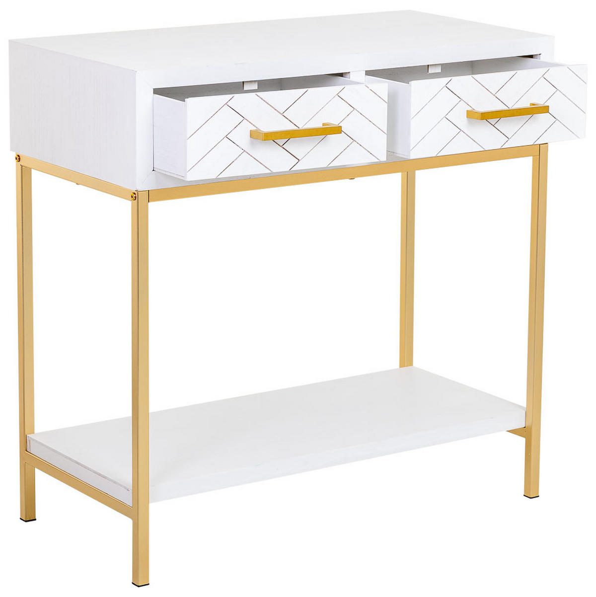 KONSOLENTISCH aus Metall und Holz, 80x42x79cm - Weiß, Holz (42/80/79cm) - Wanderlust