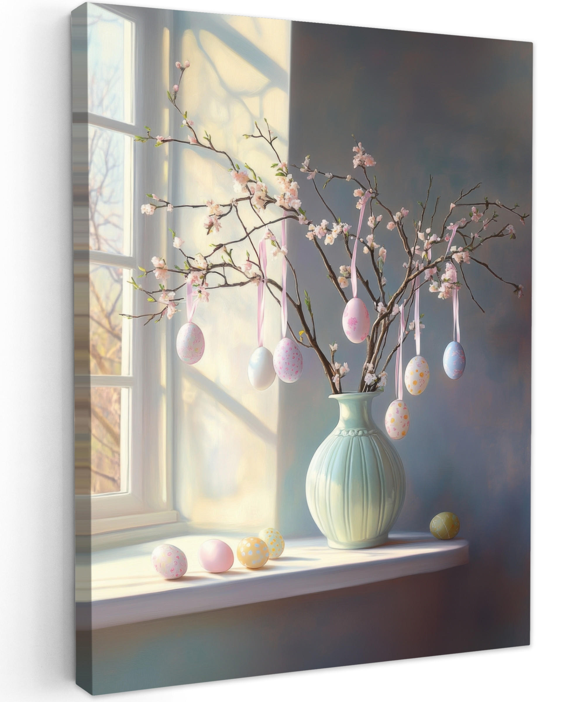 MuchoWow OBRAZ NA PLÁTNĚ Zátiší - Váza - Velikonoční ratolest 60x80 cm