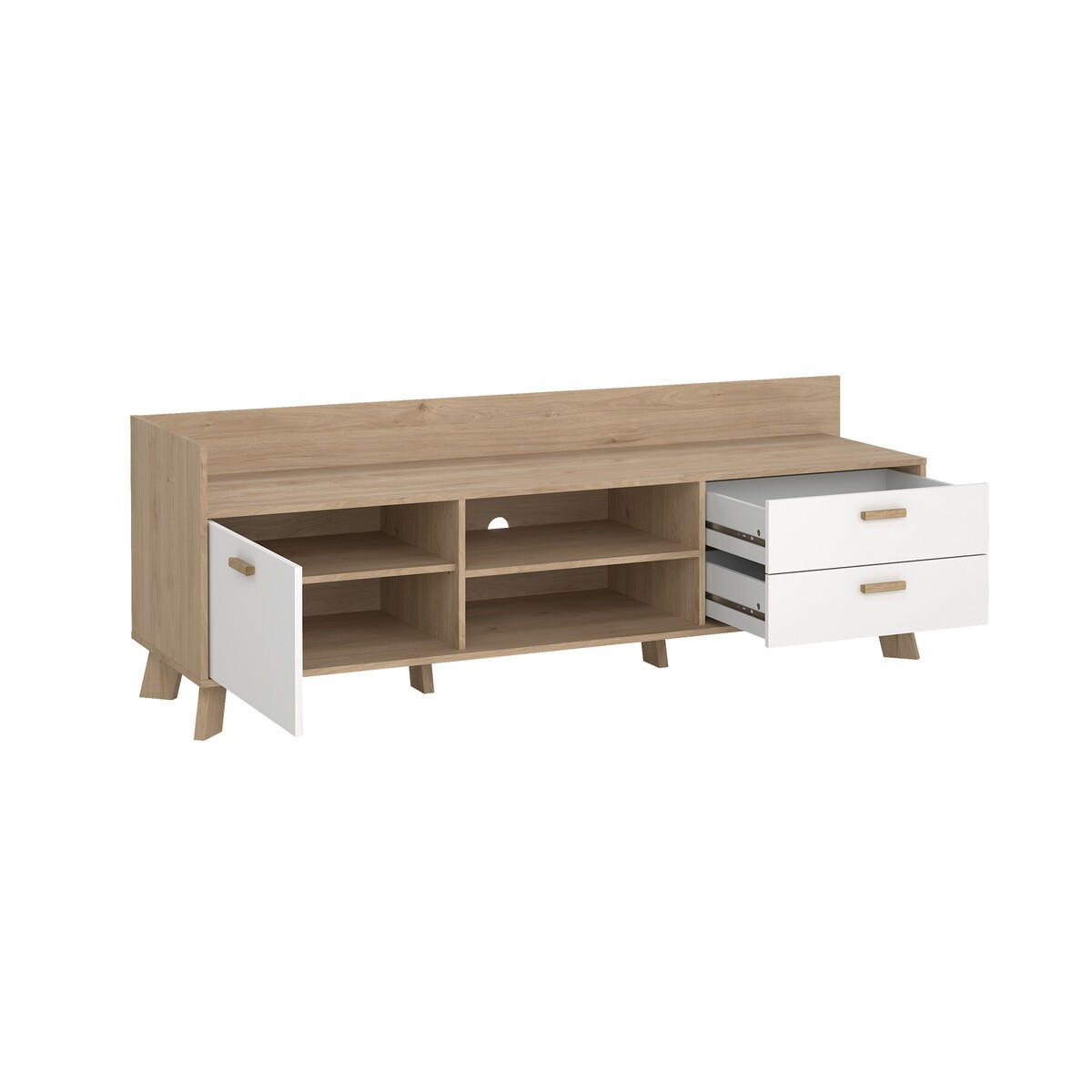 46. TV-MÖBEL mit 2 Türen, 1 Schublade, 2 Fächer storm 181,9/51,2/61,6 cm - Weiß, Holzwerkstoff (51.2/61.6/181.9cm) - Calicosy