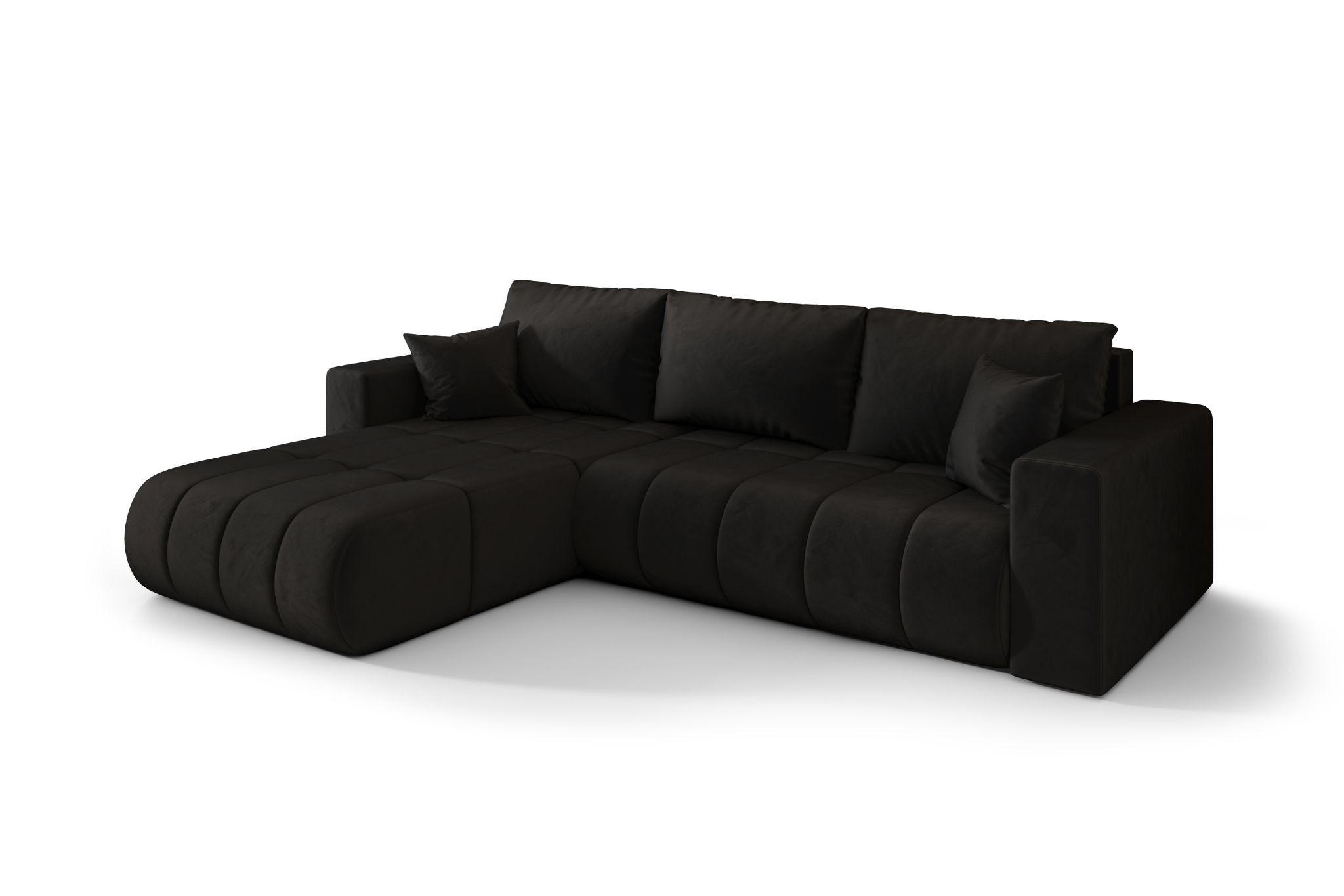 ECKSOFA mit schlaffunktion und bettkasten MILO PREMIUM, stoff MONOLITH, Anthrazit, Links - Anthrazit, Holz (280/190cm) - Kaiser Möbel