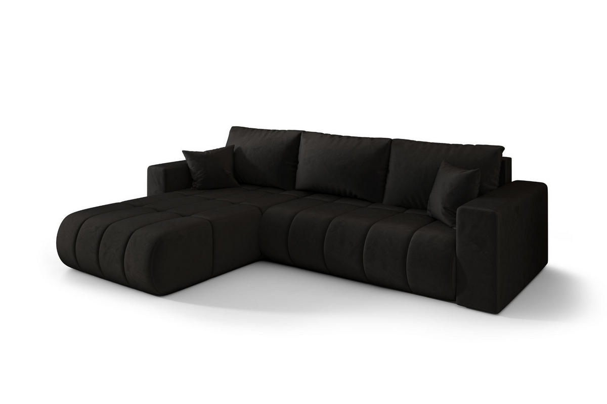 ECKSOFA mit schlaffunktion und bettkasten MILO PREMIUM, stoff MONOLITH, Anthrazit, Links - Anthrazit, Holz (280/190cm) - Kaiser Möbel