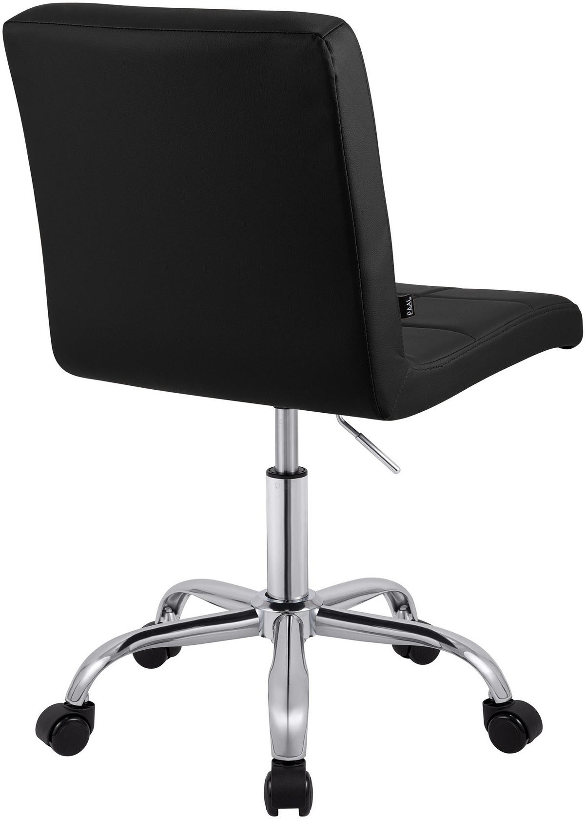 DREHSTUHL Lederlook Schwarz - Chromfarben/Schwarz, Textil/Metall (47/93/56cm) - CLP