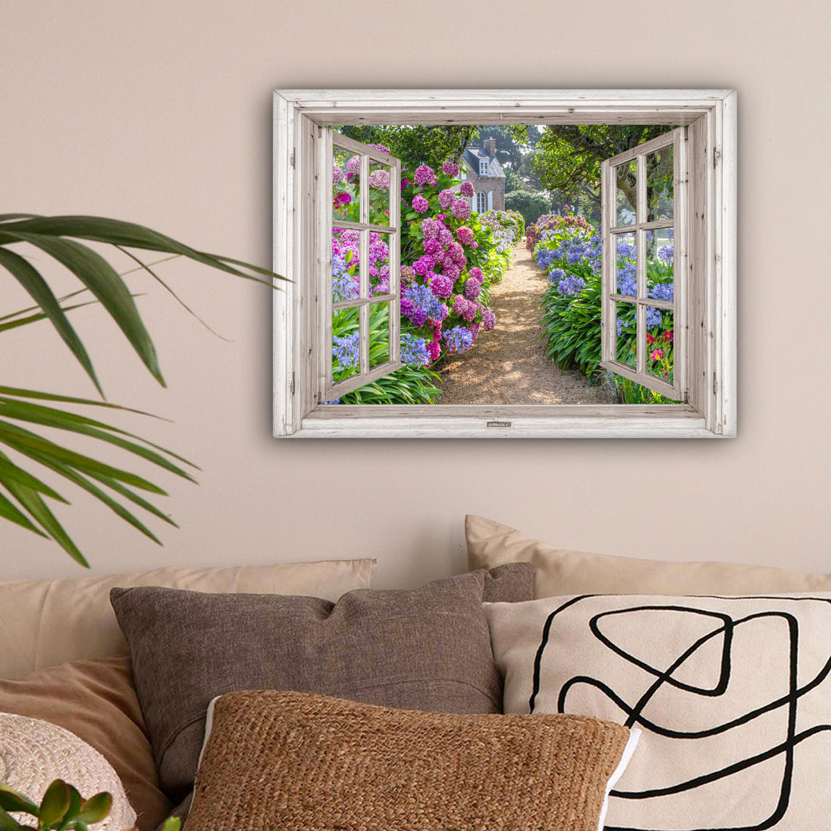 LEINWANDBILD Hortensie - Durchsichtig - Blumen - Sommer - Lila - Weg 40x30 cm - Lila, Textil (40/30cm) - MuchoWow