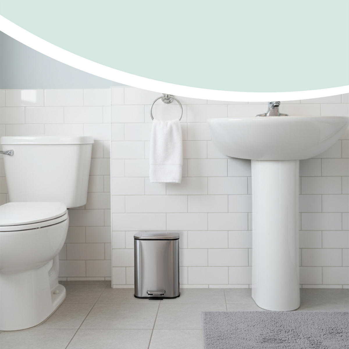 MÜLLEIMER 5l - Silberfarben, Kunststoff/Metall (21/27/19cm) - Relaxdays