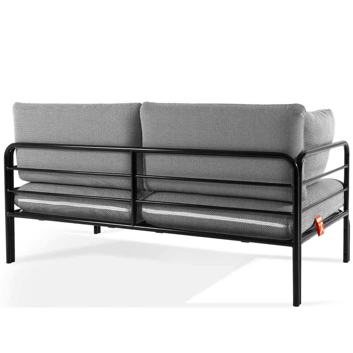 GARTENMÖBELSET RAMBE 4-tlg. 1x Tisch 2x Sessel 1x Sofa 2-Sitzer, mit Kissen, LOFT-STIL, Anthrazit - Anthrazit/Schwarz, Glas/Textil - KONSIMO®