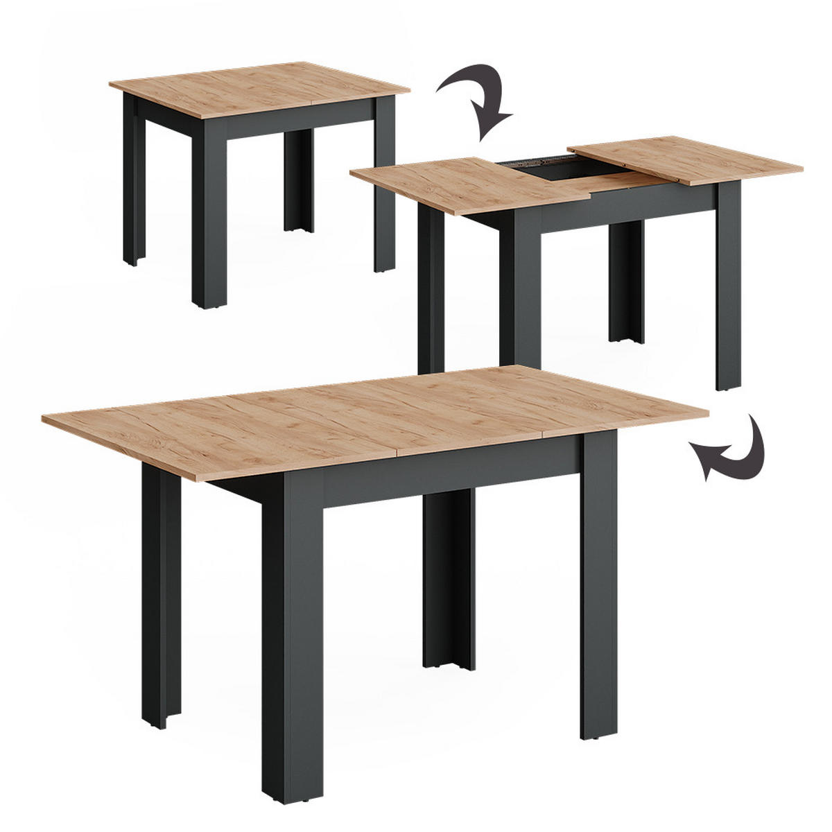 JÍDELNÍ STŮL Repose Antracit/zlatý dub - antracitová, kompozitní dřevo (80/100/76cm) - Vicco