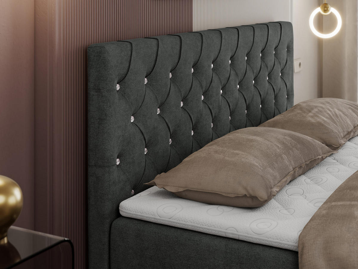 BOXBETT ROMA 120/200 - Hellgrau Strukture - H4 - Hellgrau, Holz/Textil (120/200cm)