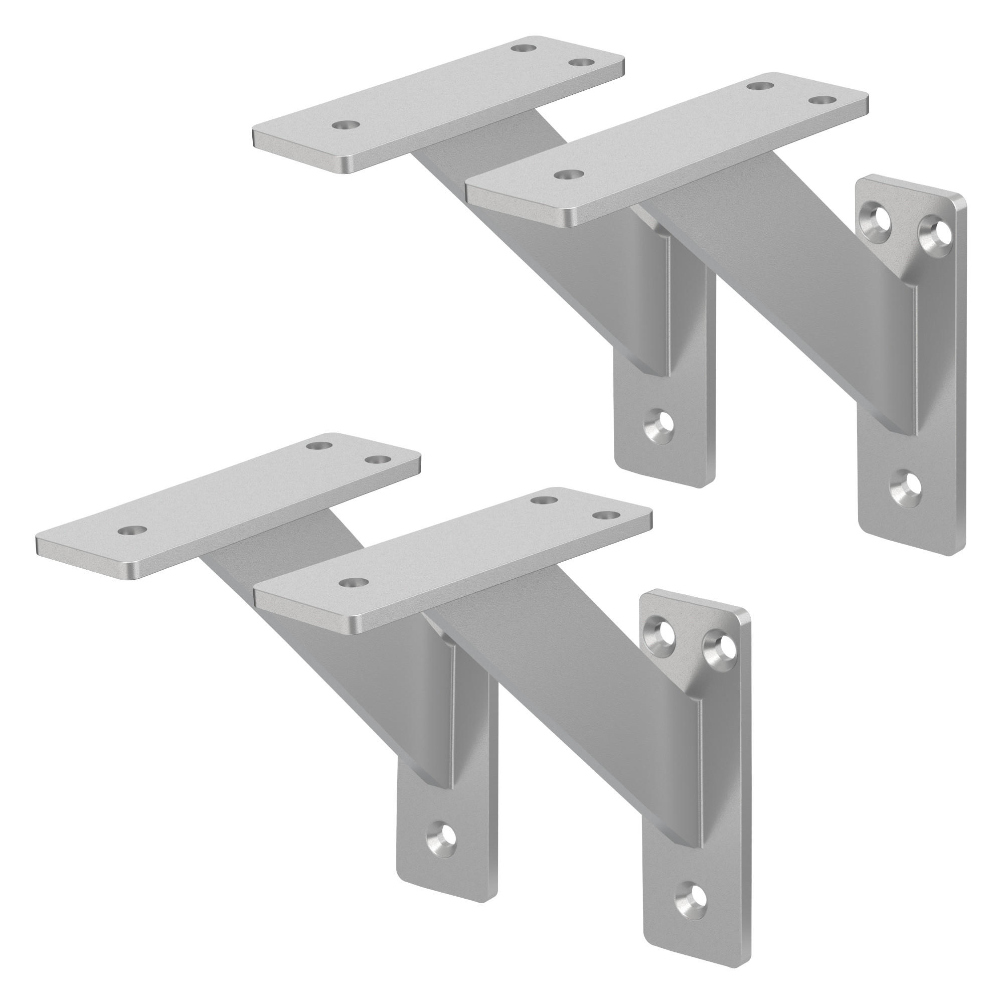 REGALTRÄGER 2er Set - Silberfarben, Metall (12/3/12cm) - ML-DESIGN