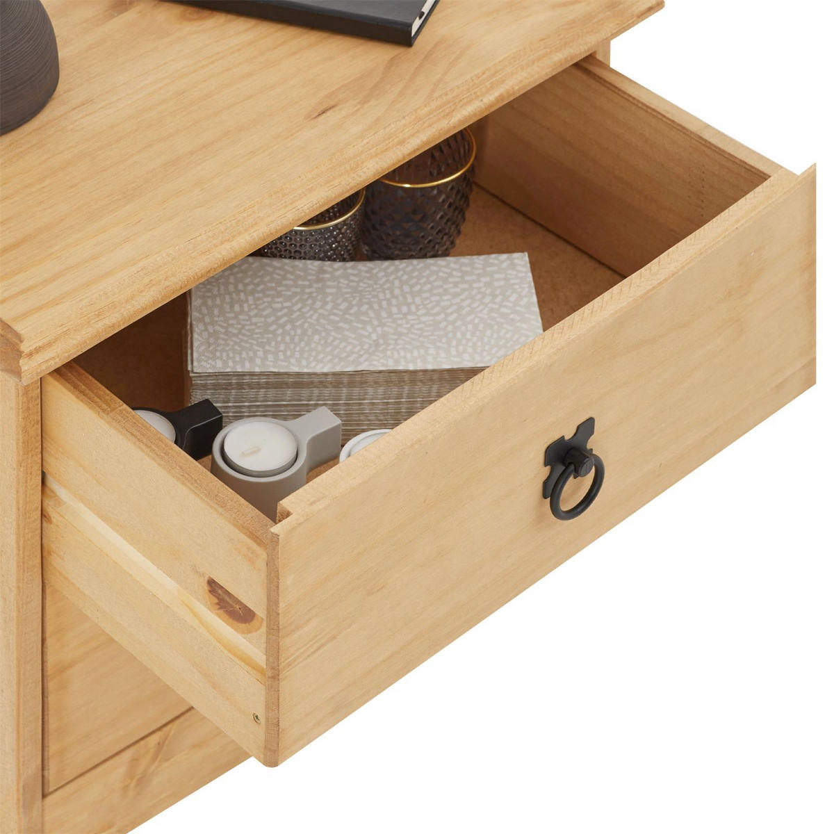 NACHTKOMMODE BARRIO - Naturfarben, Holz (48/41/37cm) - CARO-Möbel