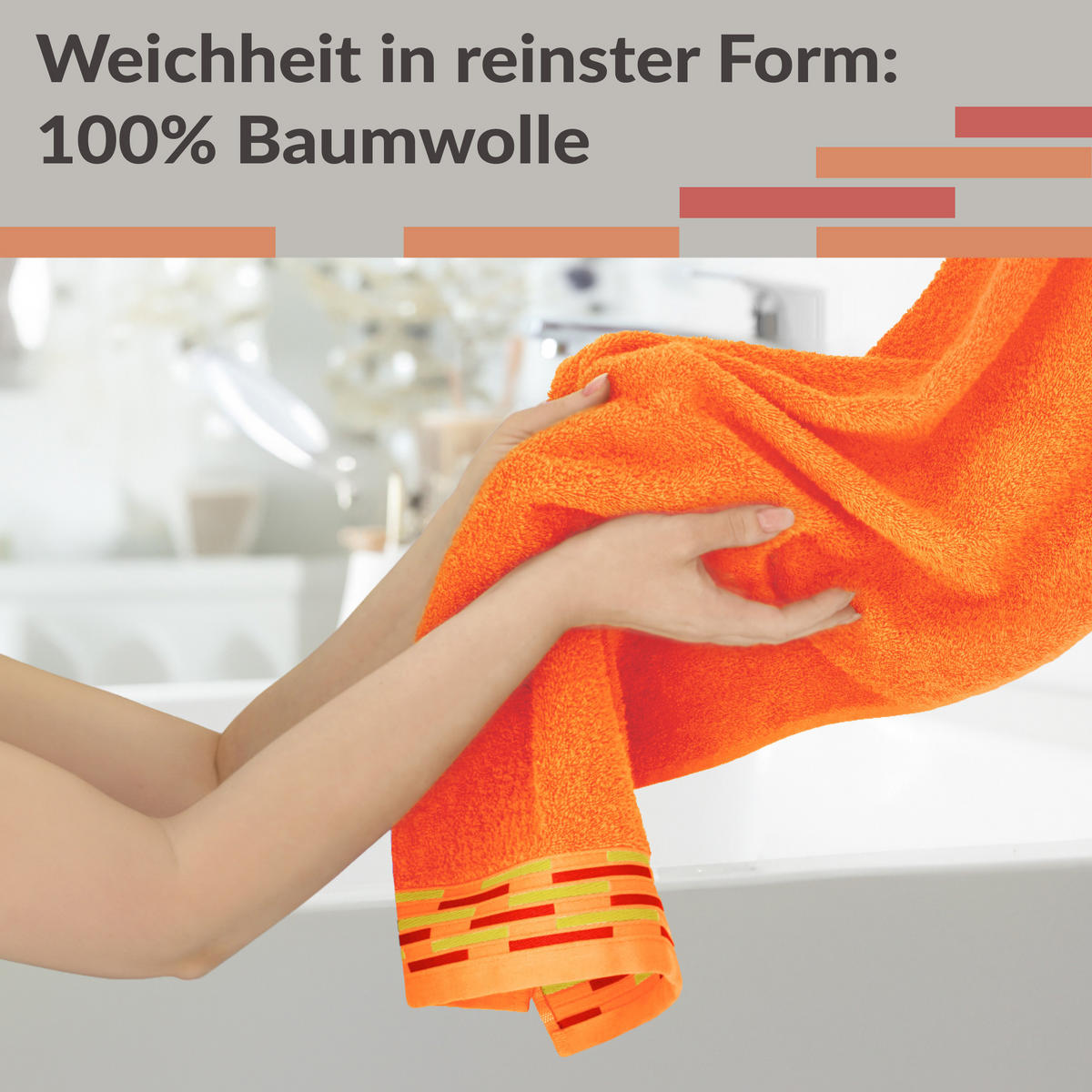 HANDTUCH Lugano Orange 2er 50x100 cm - Orange, Textil (50/100cm) - Lashuma