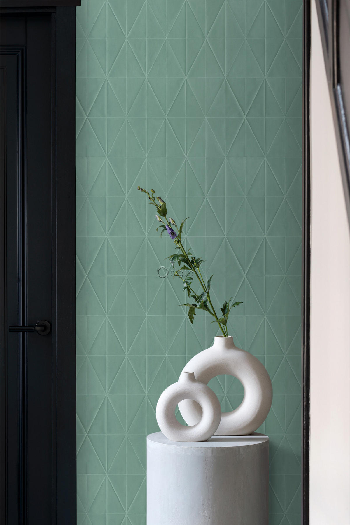 TAPETE Origami-Muster 53 cm x 10.05 m - Grün, Papier (53/1000cm) - Origin Wallcoverings