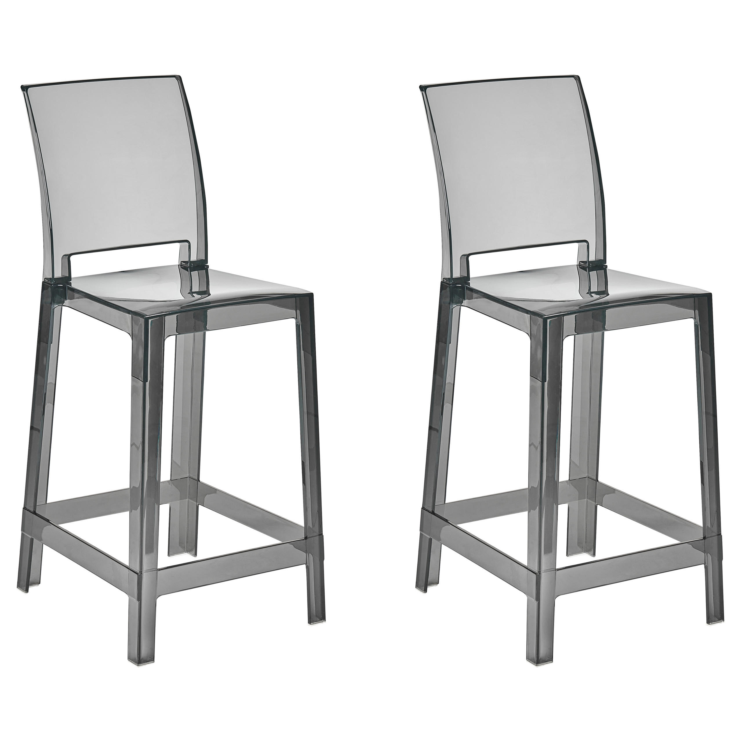 BARSTUHL 2er-Set Kunststoff transparent/schwarz Wellington - Transparent/Schwarz, Kunststoff (41/99/48cm) - Beliani