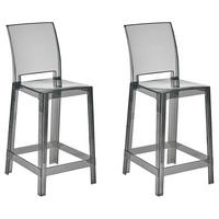 BARSTUHL 2er-Set Kunststoff transparent/schwarz Wellington - Transparent/Schwarz, Kunststoff (41/99/48cm) - Beliani