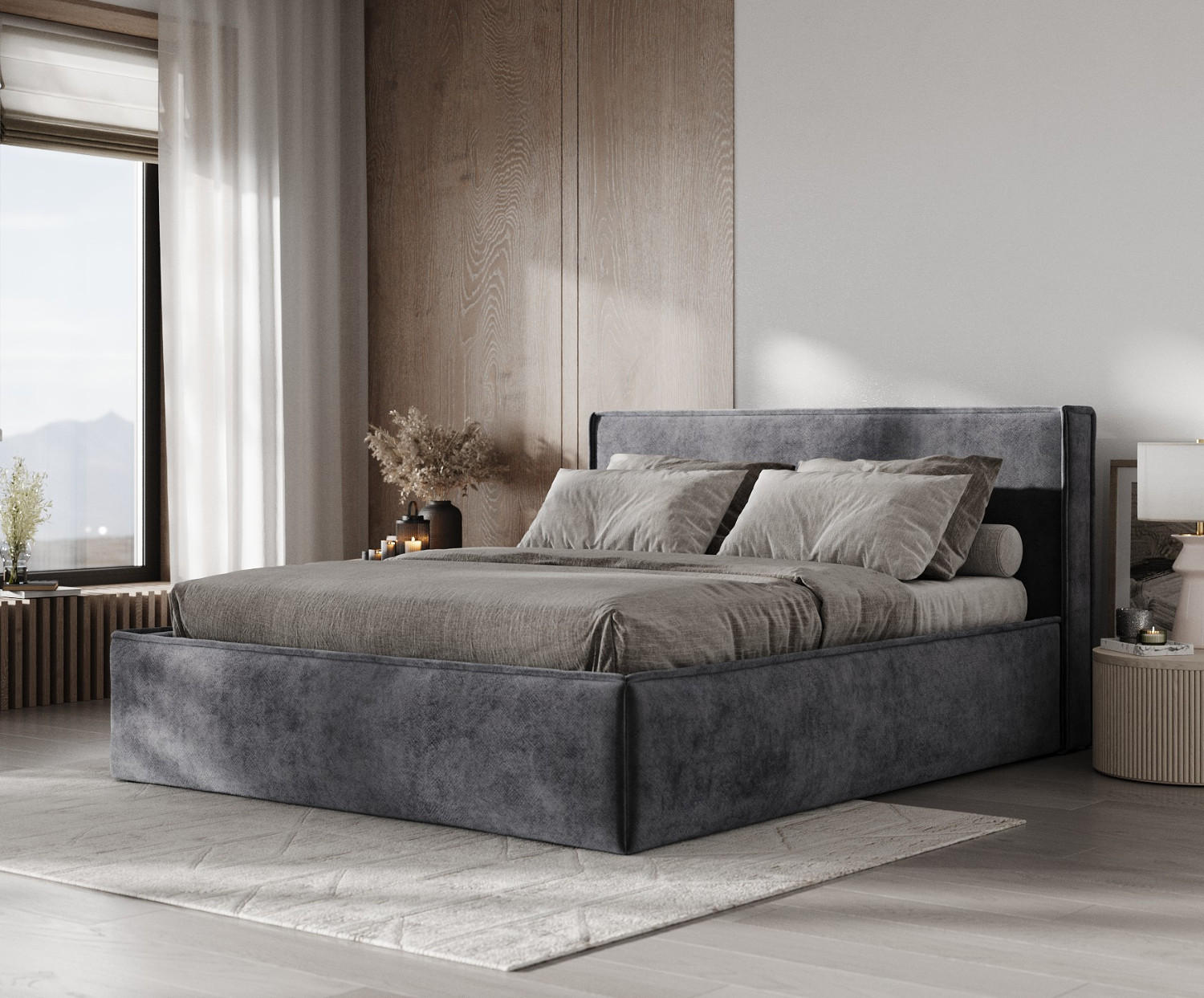 Thumbnail - AltaBeds Polsterbett, Anthrazit, Textil, Buche, Kiefer, 180x200 cm, Oeko-Tex® Standard 100, Hergestellt in Europa, Schla...