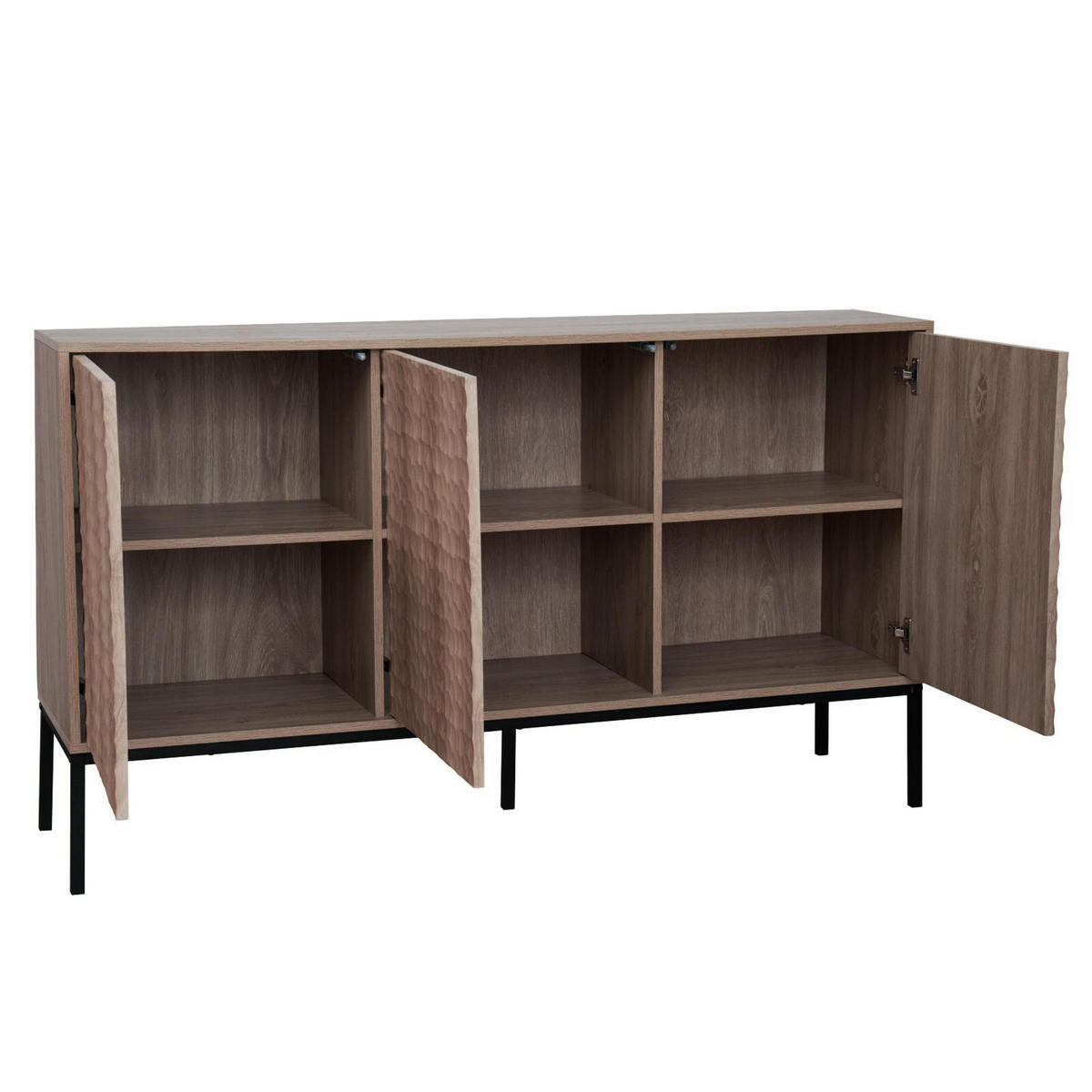 SIDEBOARD, dunkles Holzeffekt - Braun, Holz (40/85/147cm) - Oviala