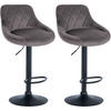 BARHOCKER 2er Set Samt grau - Schwarz/Grau, Textil/Metall (46/83/49cm) - CLP