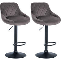 BARHOCKER 2er Set Samt grau - Schwarz/Grau, Textil/Metall (46/83/49cm) - CLP