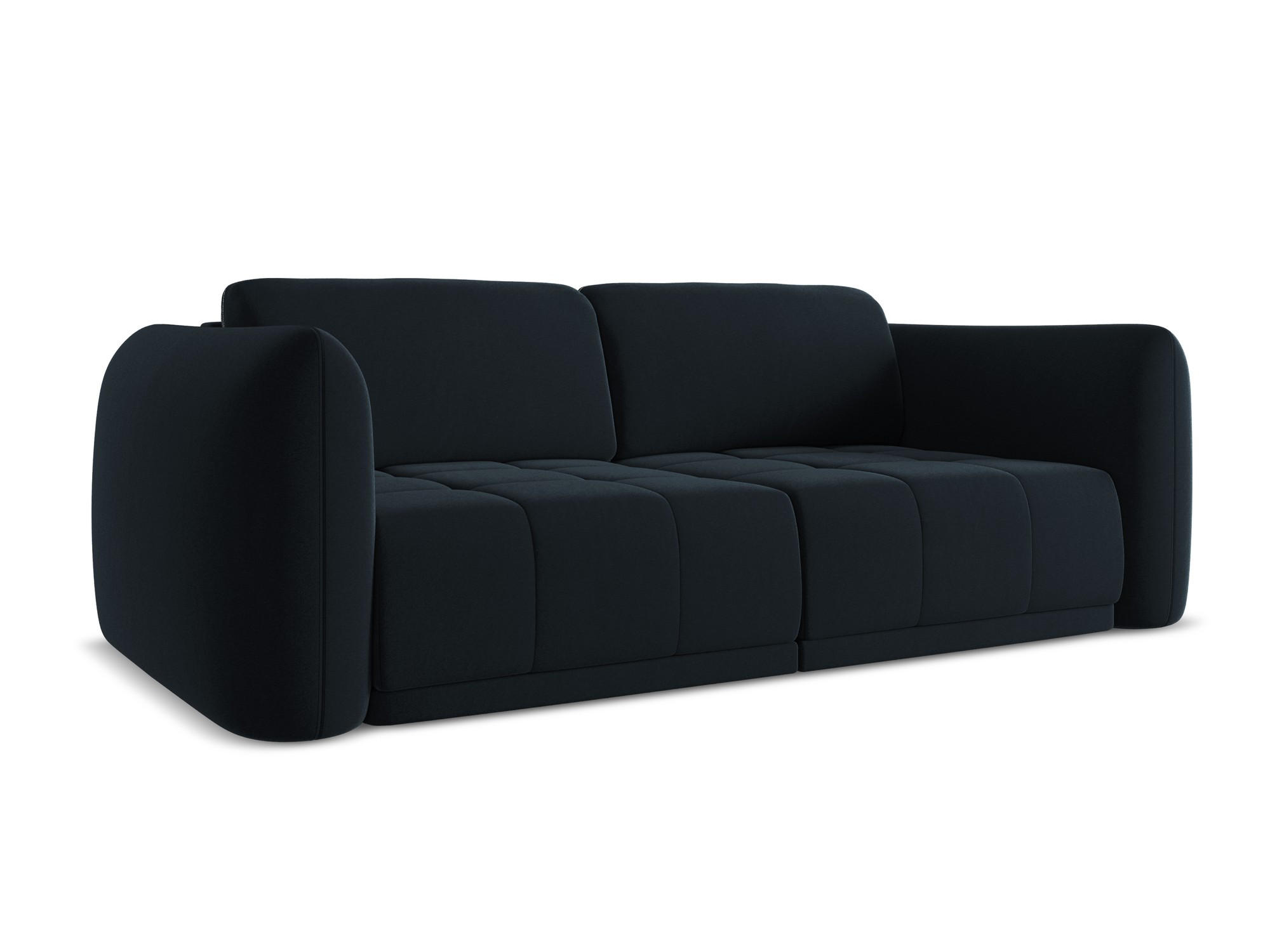 3-SITZER SOFA Samt Stoff Blau - Blau/Schwarz, Kunststoff/Textil (210/74/105cm) - Makamii