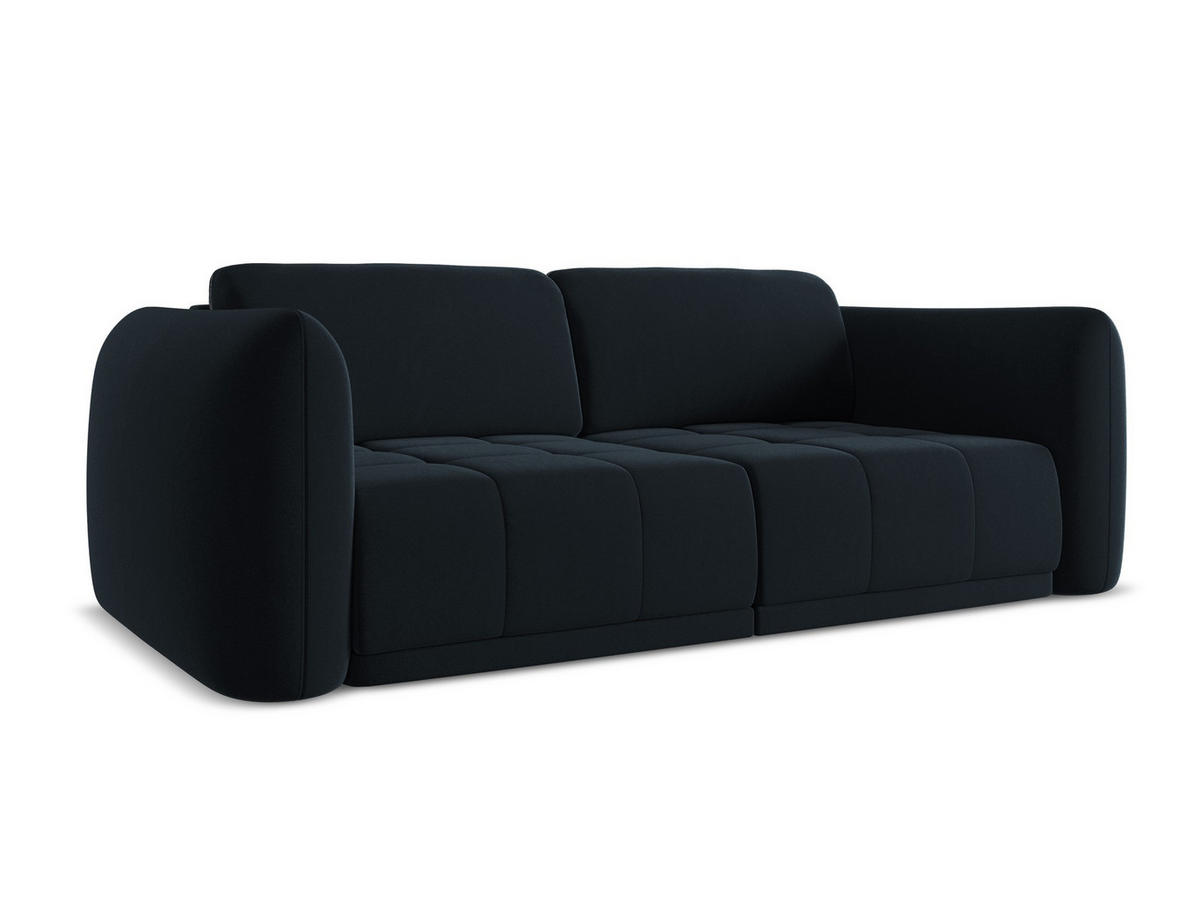 3-SITZER SOFA Samt Stoff Blau - Blau/Schwarz, Kunststoff/Textil (210/74/105cm) - Makamii