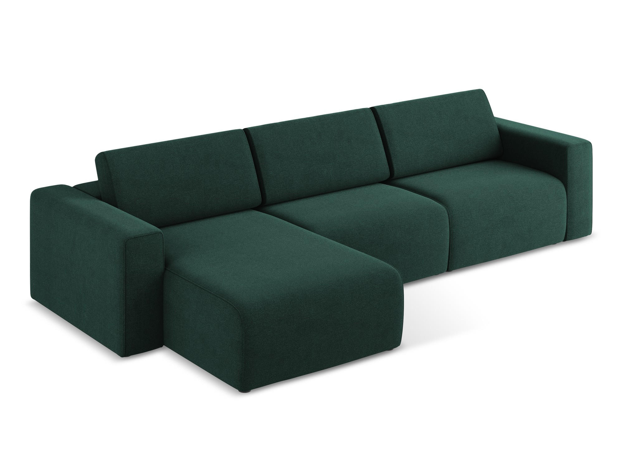 Thumbnail - Makamii Ecksofa, Dunkelgrün, Textil, 4-Sitzer, Füllung: Schaumstoff, L-Form, Ottomane links, 314x167 cm, Made in EU, Woh...