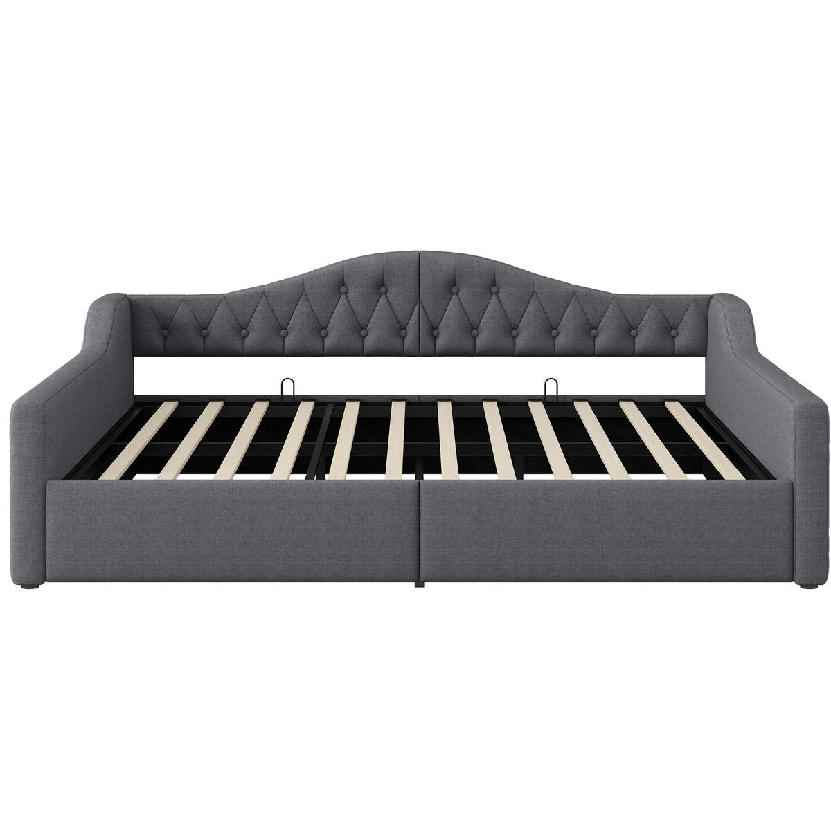 POLSTERBETT 140/200 cm Grau mit LED-Beleuchtung und Stauraum aus Leinen - Grau, Holzwerkstoff (140/200cm) - OKWISH