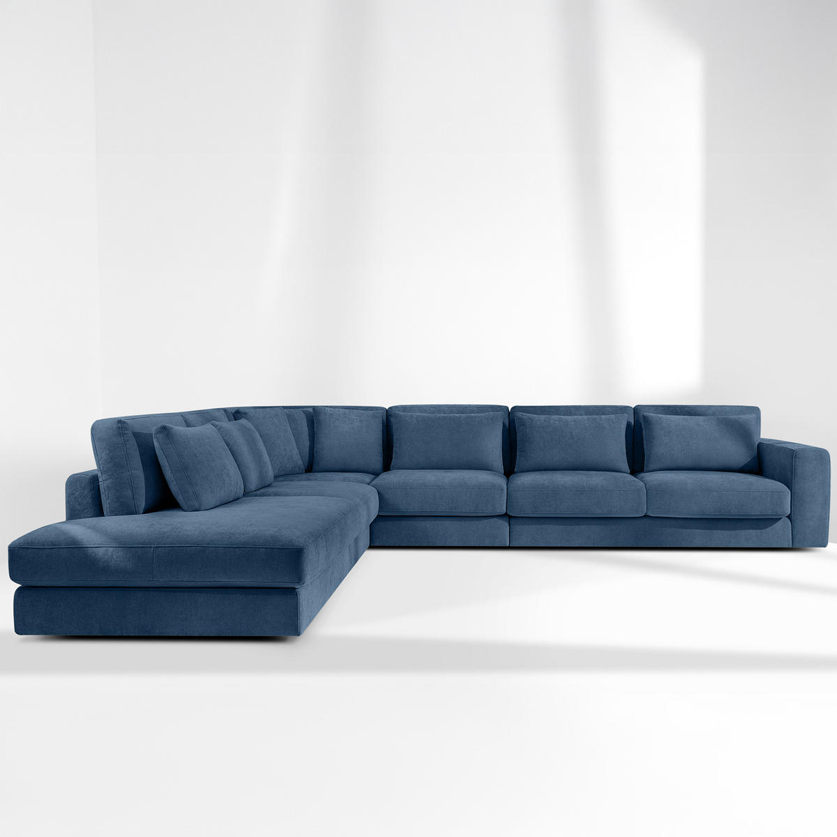 ECKSOFA XL links VERUS - Dunkelblau, Holz/Holzwerkstoff (377/328cm) - KONSIMO®