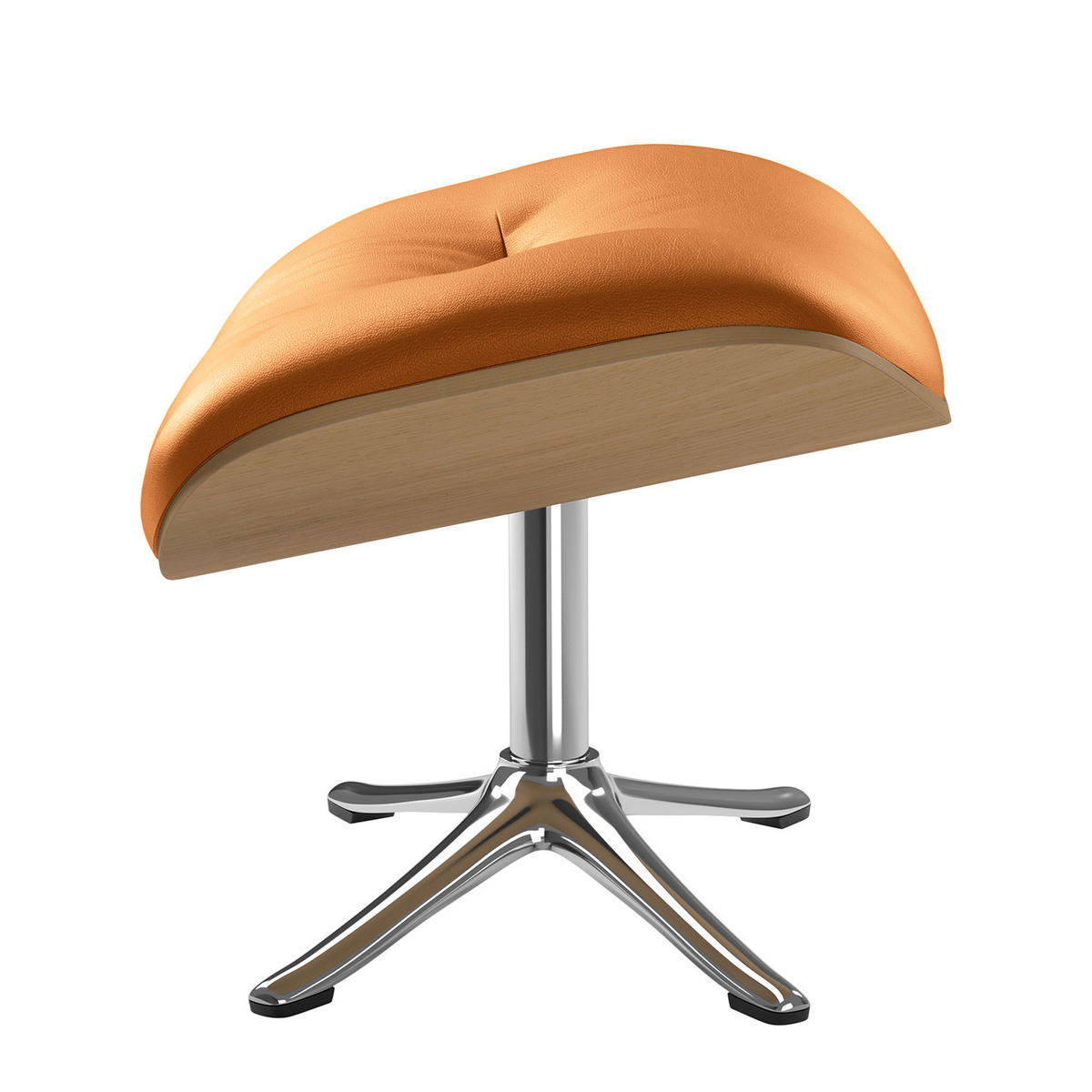 POLSTERHOCKER - Chromfarben/Cognac, Leder/Metall (44/39/42cm) - home24