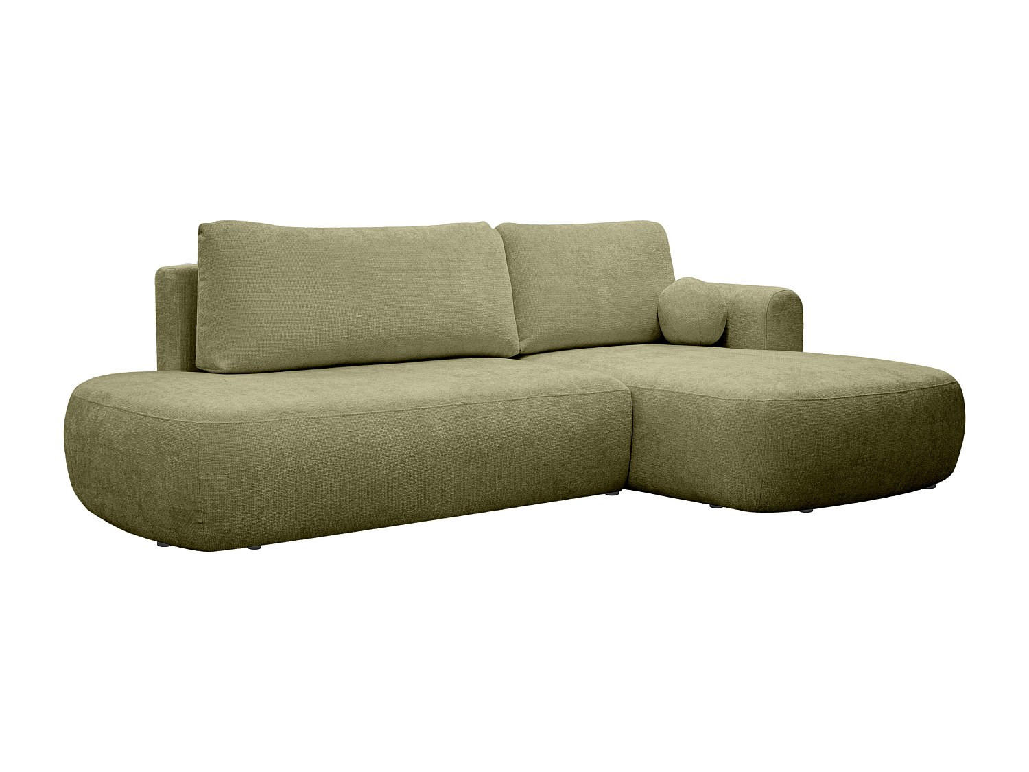 ECKSOFA mit Schlaffunktion - Ecke rechts - Chenille-Stoff - Khaki - BROCARO - Grün, Textil (170/288cm) - Vente-Unique