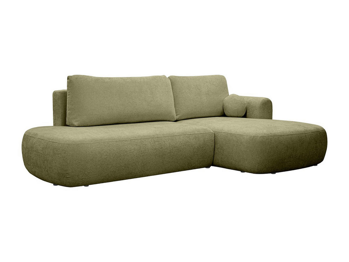 ECKSOFA mit Schlaffunktion - Ecke rechts - Chenille-Stoff - Khaki - BROCARO - Grün, Textil (170/288cm) - Vente-Unique