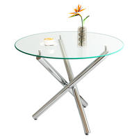 ESSTISCH 80/80/76 cm silber aus Glas mit verstellbaren Gleitern - Silberfarben, Metall (80/80/76cm) - OKWISH