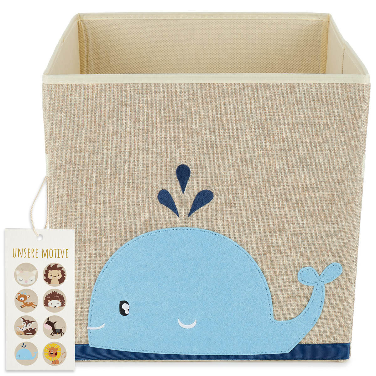 AUFBEWAHRUNGSBOX Kinder Kallax Wal - Blau/Beige, Textil (33/33cm) - Bieco Spielwaren