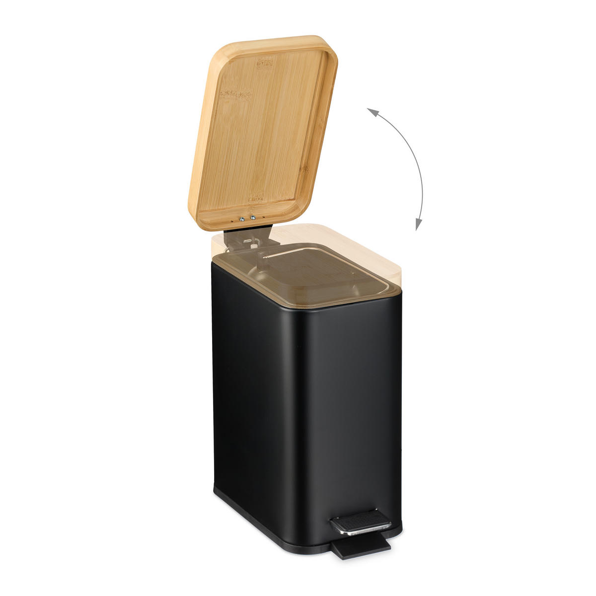 MÜLLEIMER - Schwarz, Holz/Kunststoff (14/29.5/29cm) - Relaxdays