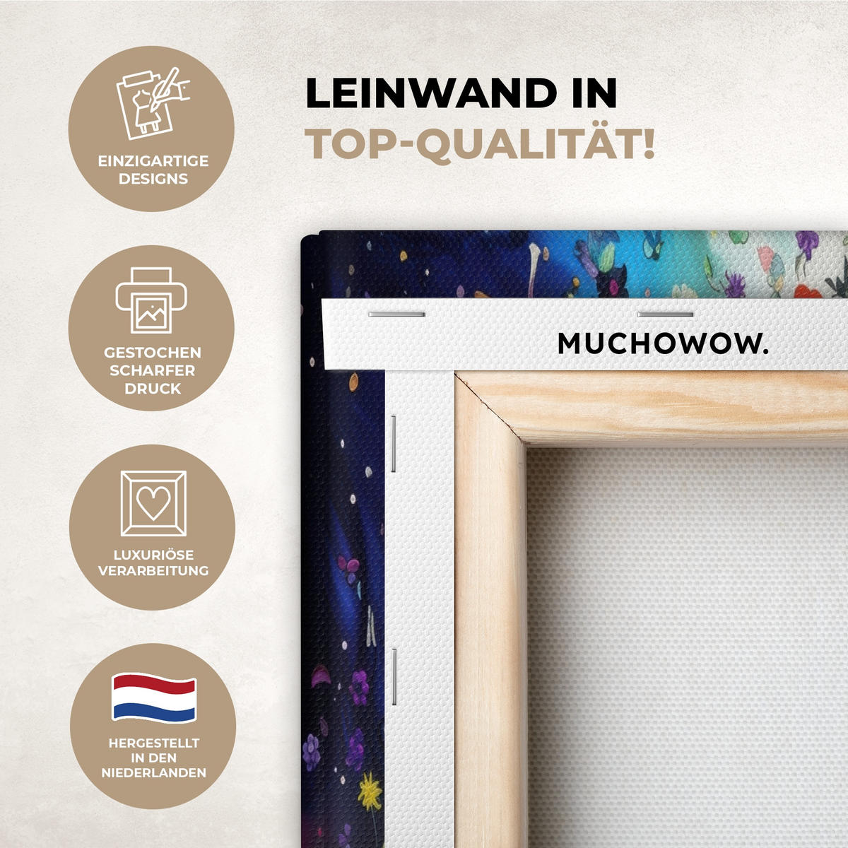 LEINWANDBILD 5er Set Bunt - Baum des Lebens - Blumen - Abstrakt 150x80 cm - Blau, Textil (150/80cm) - MuchoWow
