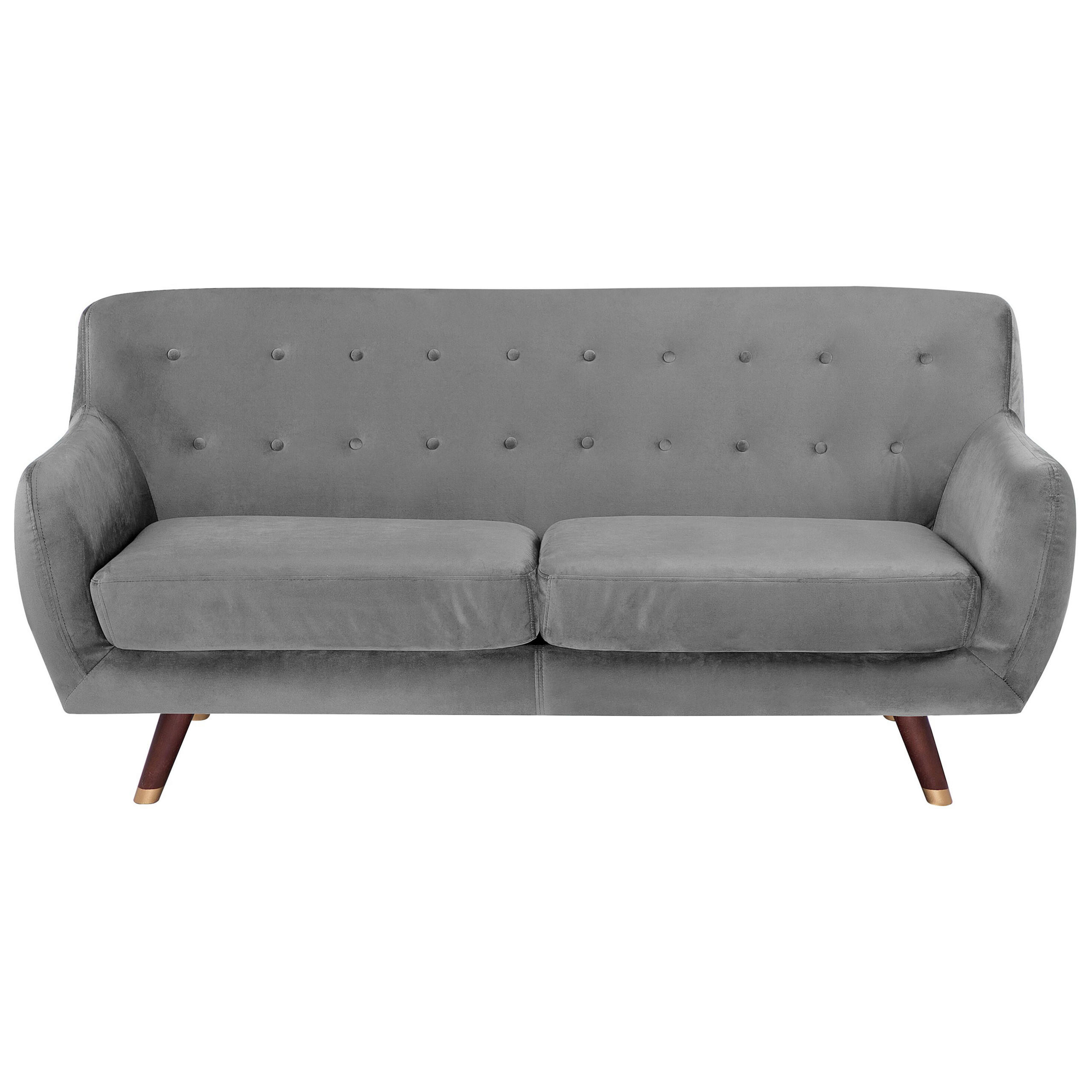 SOFA-SET 6-sitzer Samtstoff Grau Bodo - Grau, Textil (188/84/85cm) - Beliani