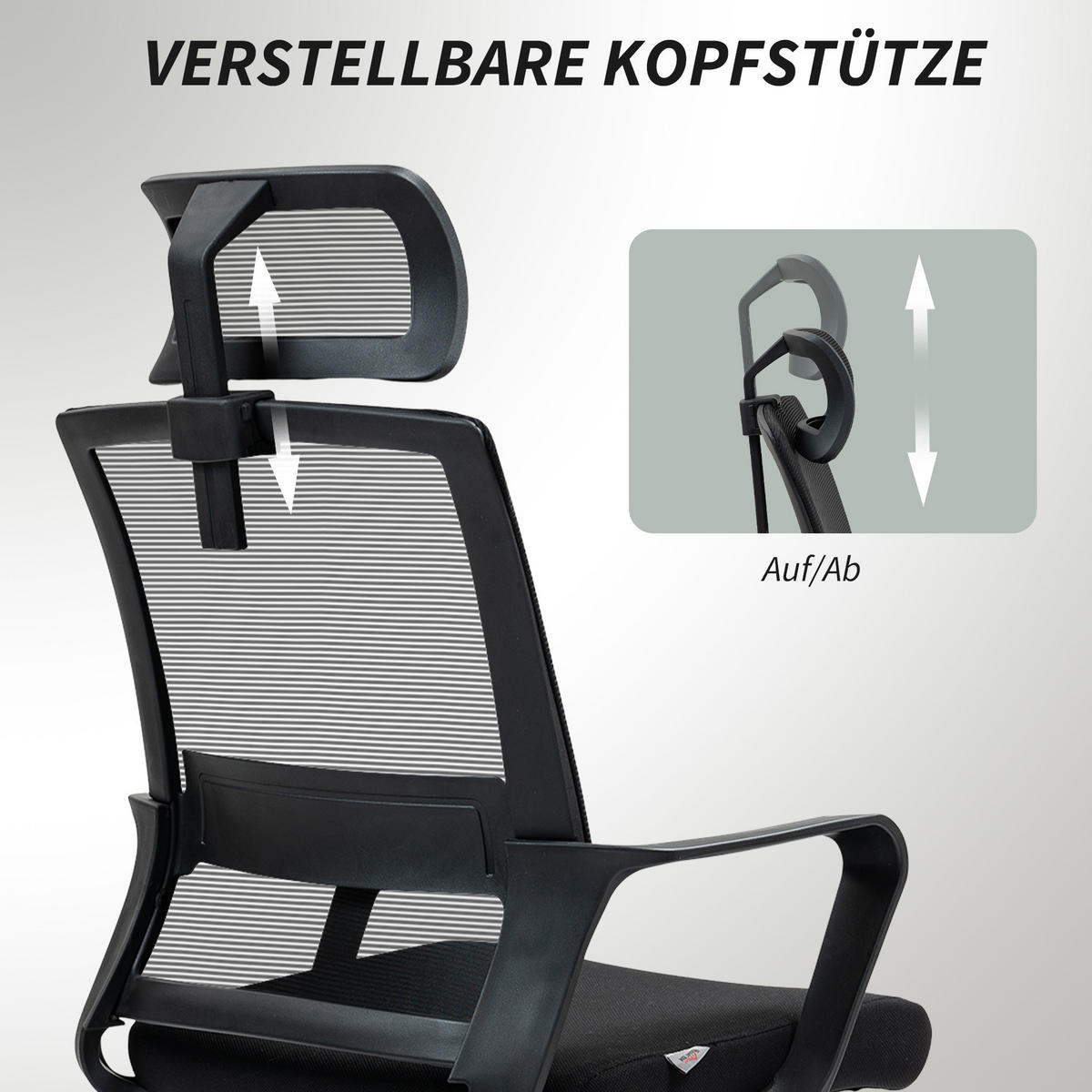 BÜROSTUHL Verstellbar Kopfstütze, Schwarz - Schwarz, Textil (64/112/60cm) - HOMCOM