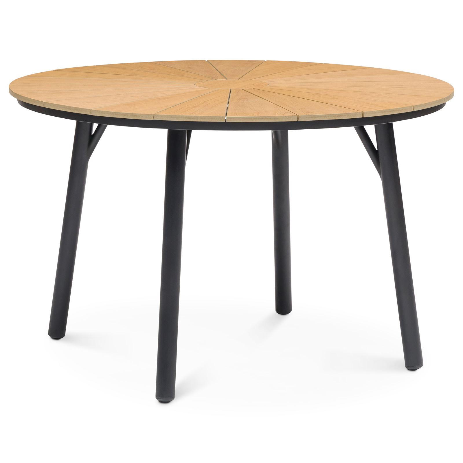 GARTENTISCH AGAPE - Schwarz/Naturfarben, Metall (120/120/75cm) - IDIMEX