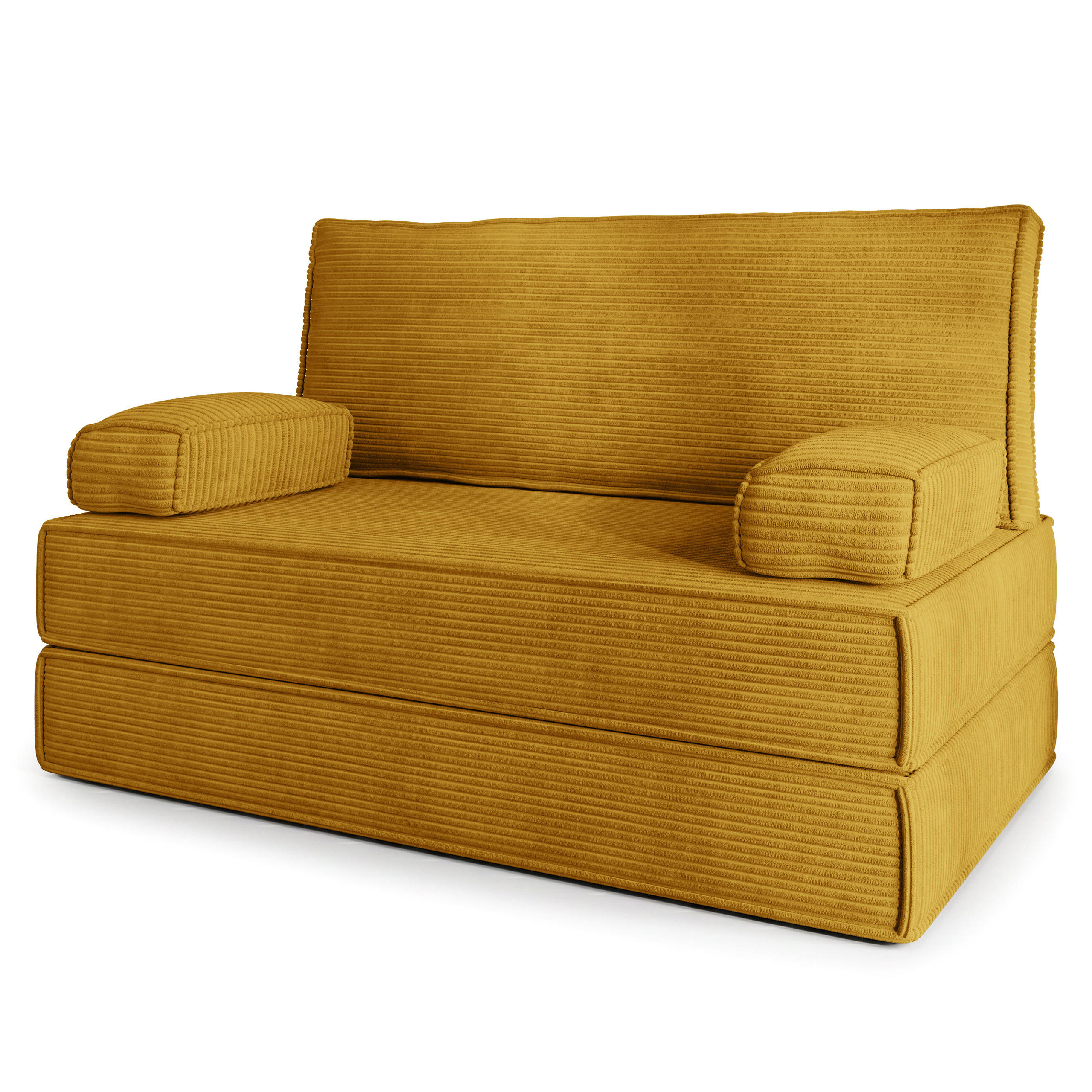 BETTSOFA LADIA aus Schaumstoff Kordstoff Gelb Schlaffunktion - Gelb, Textil (140/86/60cm) - MASSENO