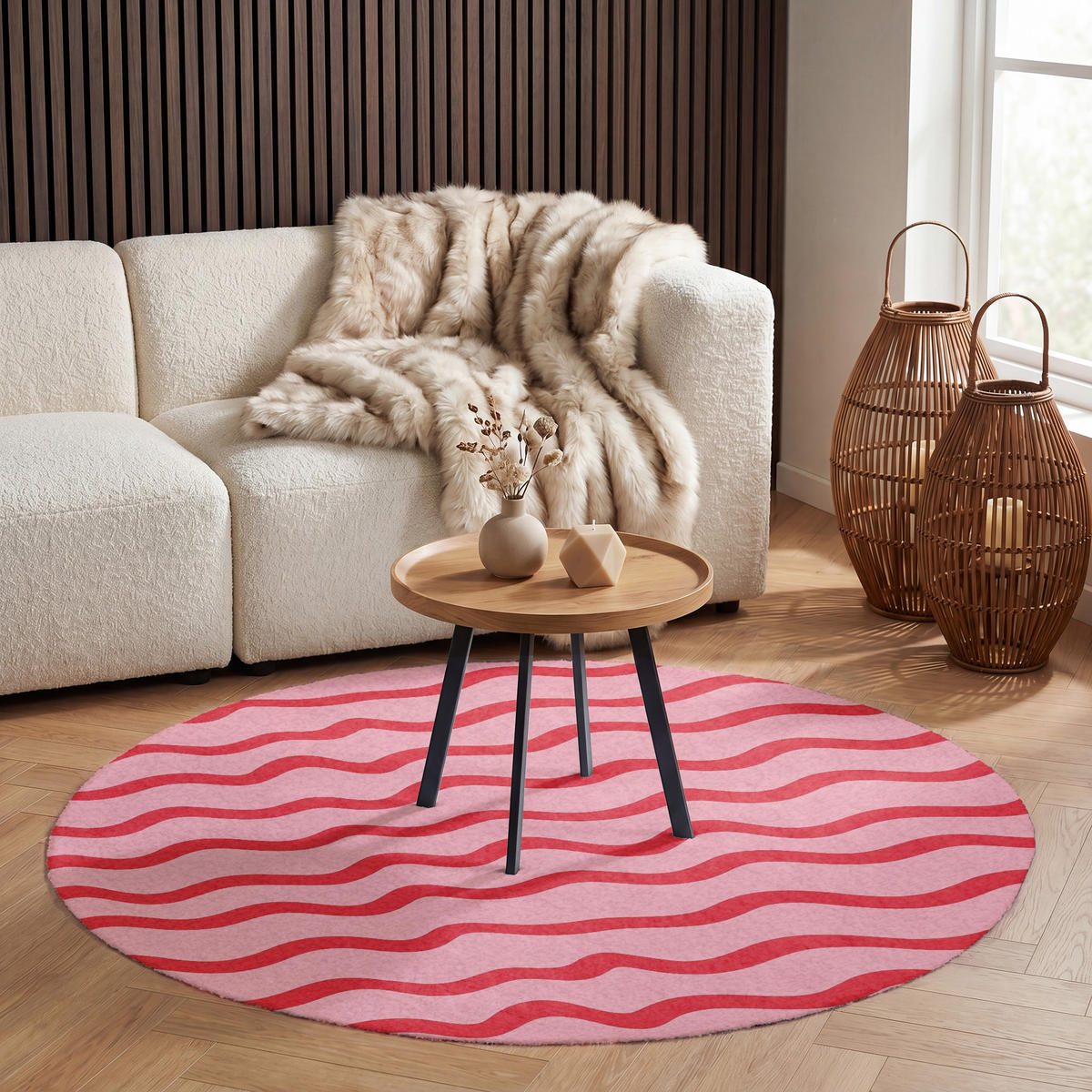 TEPPICH - Verspielt - Muster - Rot - 120x120 cm - Rot, Kunststoff/Textil (120/0.4cm) - OnlyWow