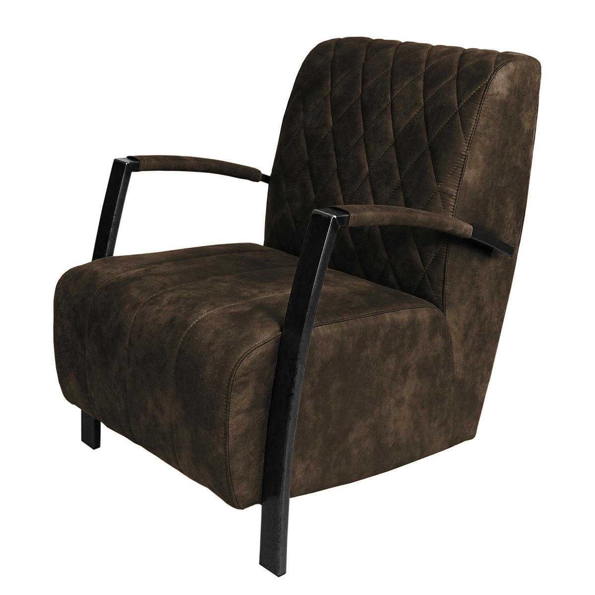 POLSTERGARNITUR (3-2-1) - Antiklederlook - Graubraun, Textil (1/1/1cm) - home24