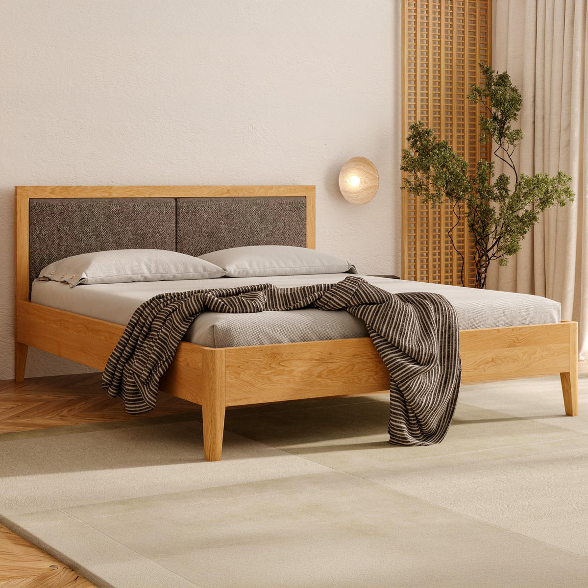 MASSIVHOLZBETT Silva aus Eiche 200x200 cm - Eichefarben/Braun, Holz (200/200cm) - Danzz