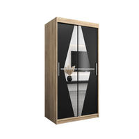 SCHWEBETÜRENSCHRANK 200/100/62 2-türig - Silberfarben/Schwarz, Holz/Kunststoff (100/200/62cm) - Abiks Möbel
