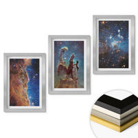 WANDBILDER 3er Set - 20x30 cm Silberner Rahmen - Weltraumlandschaften von Galaxien - Silberfarben, Kunststoff (20/30cm) - ArtPrintCave
