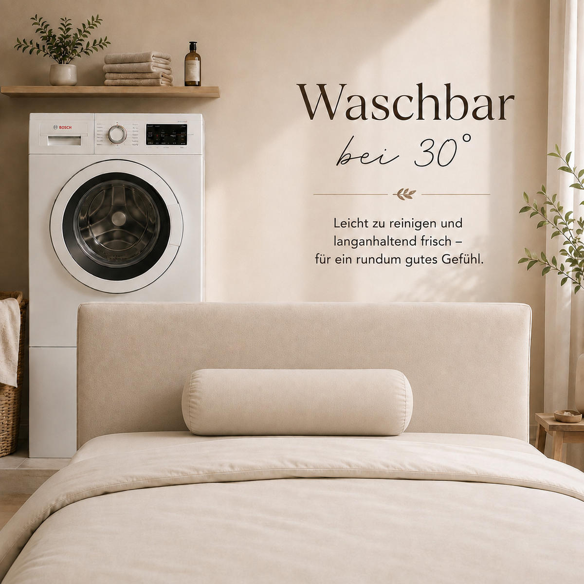 FEDERKISSEN Nackenrolle 15/40 cm Baumwolle - Creme, Textil (15/40cm) - TiborTex