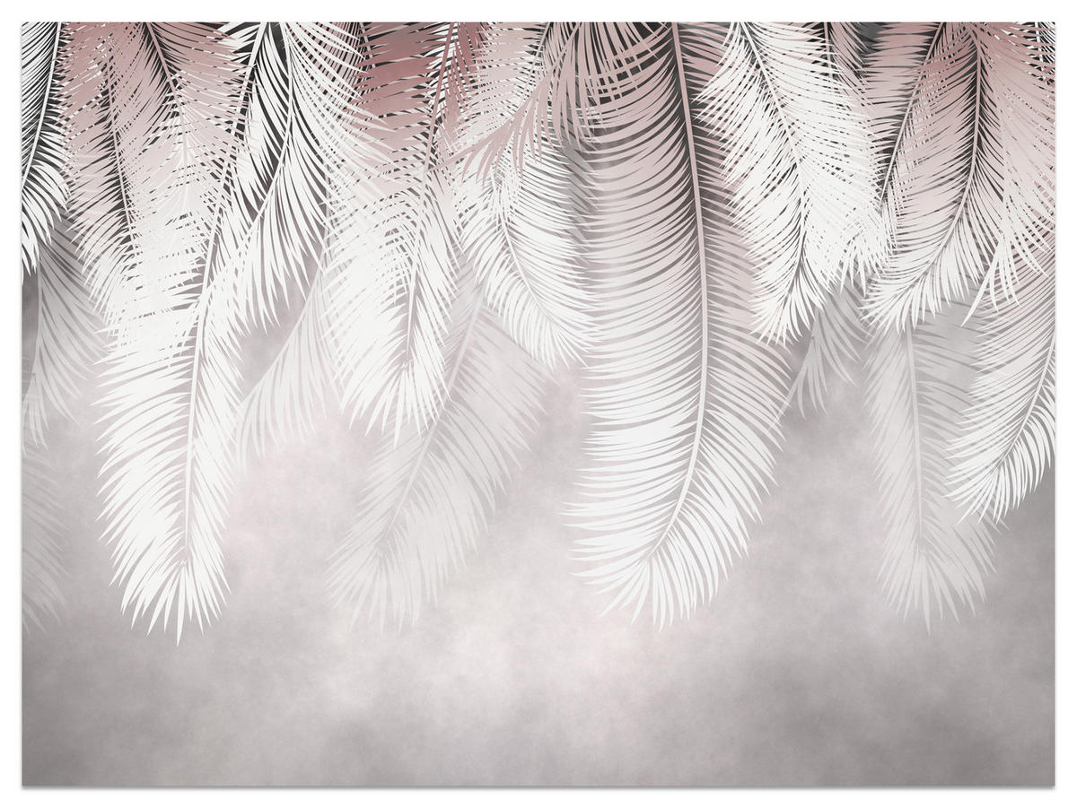 FOTOTAPETE für Esszimmer Große Palmenblätter Boho Beige 250x175 - Violett/Rosa, Papier (250/175cm) - Muralo