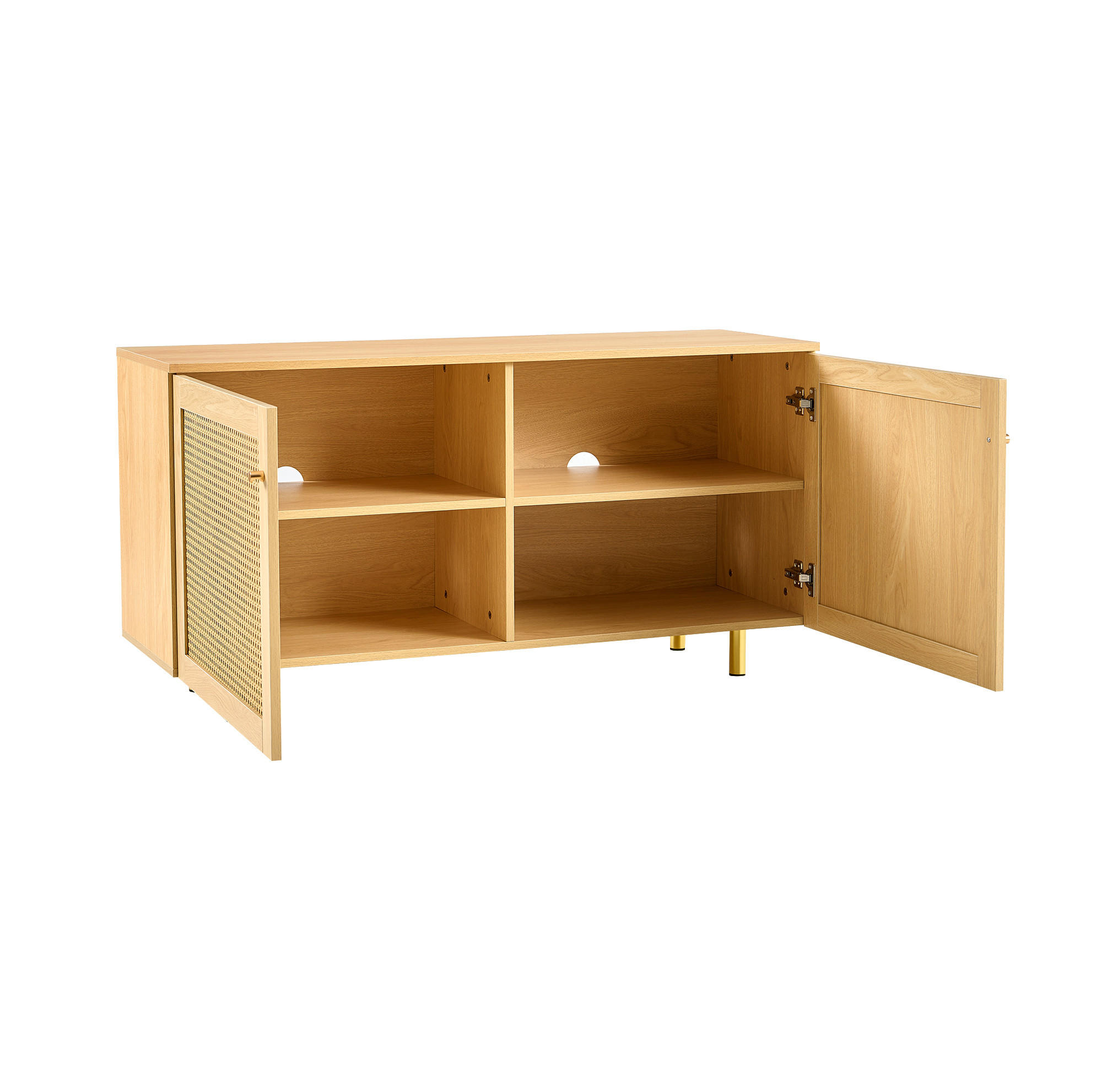 SIDEBOARD 120/40/63 cm mit Rattantüren in Naturholzoptik - Naturfarben, Holzwerkstoff (120/63/40cm) - BEAOK